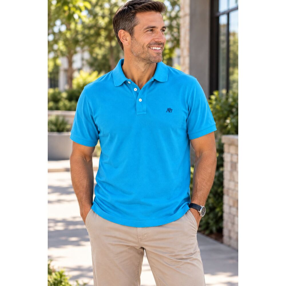 Aeropostale Mens Size Large Blue Polo Shirt A87 Logo Short Sleeve Preppy Casual